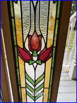 Pair Victorian Leaded Stained Glass Windows