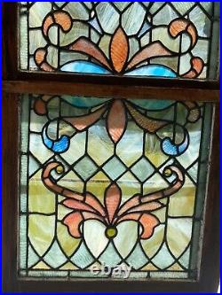 Pair Victorian Leaded Stained Glass Windows
