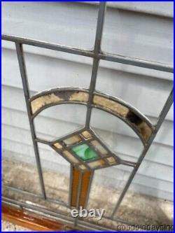 Pair of 1920's Chicago Bungalow Style-Stained Leaded Glass Windows 32 x 34