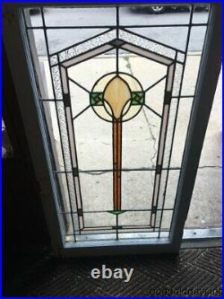 Pair of 1920s Chicago Bungalow Style Stained Leaded Glass Windows / Door 45 25