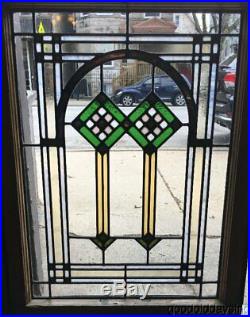 Pair of Antique 1920's Chicago Bungalow Stained Leaded Glass Window 34 x 24