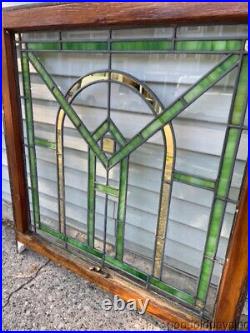 Pair of Antique 1920's Chicago Bungalow Style-Stained Leaded Glass Window 3230