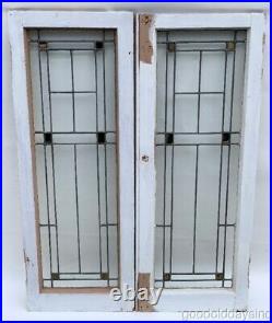 Pair of Antique 1920's Leaded Glass Windows / Doors 43 by 17