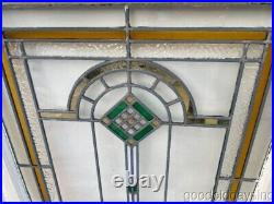 Pair of Antique Chicago Bungalow Stained Leaded Glass Window Circa 1920 34x26