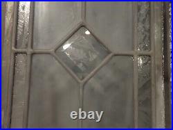Pair of Antique Leaded Glass Arched Top Windows 36.5 x 8.5 each panel Diamond