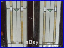 Pair of Antique Stained & Clear Leaded Glass Doors / Windows 48 x 13