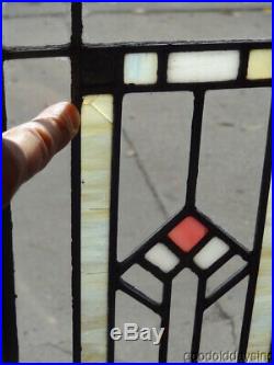 Pair of Antique Stained & Clear Leaded Glass Doors / Windows 48 x 13
