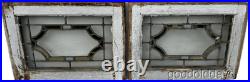 Pair of Antique Stained Leaded Glass Transom Windows Circa 1920