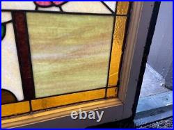 Pair of Antique Stained Leaded Glass Window from Chicago Crica 1920