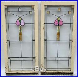Pair of Beautiful Antique 1920's Stained Leaded Glass Doors / Windows