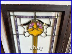 Pair of Beautiful Antique Bungalow Stained Leaded Glass Windows 32x24
