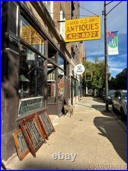 Pair of Chicago Bungalow Style Stained Leaded Glass Window Windows Circa 1925