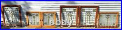 Pair of Chicago Bungalow Style Stained Leaded Glass Window Windows Circa 1925