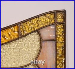 Pair of Vintage French Art Deco Stained Glass Panels with Copper Frames