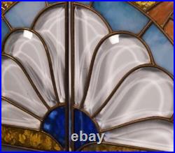 Pair of Vintage French Art Deco Stained Glass Panels with Copper Frames