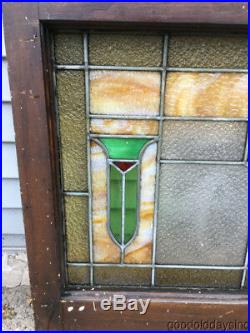 Pair of Wonderful Stained Leaded Glass Transom Windows 44 by 23 Circa 1920