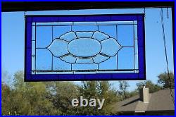 Perfect Blue'sXl Beveled Stained Glass Panel, Window Hanging 31 3/4 x17 3/4