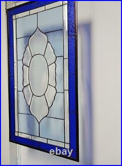 Perfect Blue'sXl Beveled Stained Glass Panel, Window Hanging 31 3/4 x17 3/4