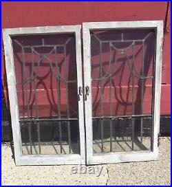 Pr Of Heavy Duty leaded glass windows In Frames Salvaged From Mansion For You