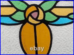 Pretty 1920's English Compact Stained Glass Window Panel