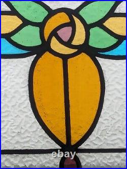 Pretty 1920's English Compact Stained Glass Window Panel