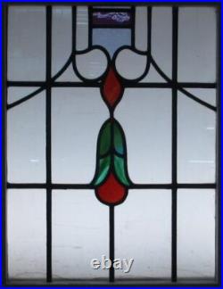 Pretty Abstract Midsize Old English Leaded Stained Glass Window 19.25 X 24.5