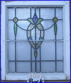 Pretty Abstract Midsize Old English Leaded Stained Glass Window 22.5 X 25.75