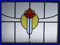 Pretty Abstract Midsize Old English Leaded Stained Glass Window 26.25 X 20.25
