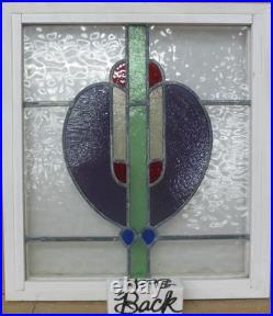 Pretty Abstract Old English Leaded Stained Glass Window 19 X 21 1/4