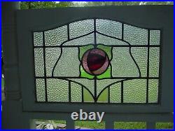 Pretty Arched Top English Rose Leaded Stained-Glass Windows 30 X 20 1/4