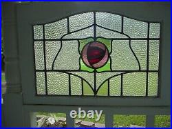 Pretty Arched Top English Rose Leaded Stained-Glass Windows 30 X 20 1/4