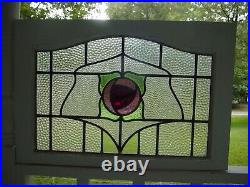 Pretty Arched Top English Rose Leaded Stained-Glass Windows 30 X 20 1/4