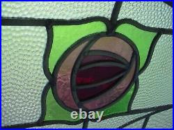 Pretty Arched Top English Rose Leaded Stained-Glass Windows 30 X 20 1/4