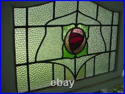 Pretty Arched Top English Rose Leaded Stained-Glass Windows 30 X 20 1/4