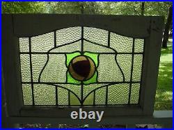 Pretty Arched Top English Rose Leaded Stained-Glass Windows 30 X 20 1/4