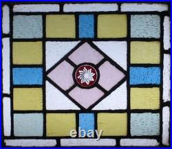 Pretty Edwardian English Leaded Stained Glass Window 18.5 X 16.5