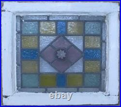 Pretty Edwardian English Leaded Stained Glass Window 18.5 X 16.5