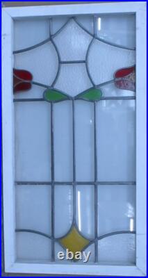 Pretty Floral Large Old English Leaded Stained Glass Window 19 X 35.75