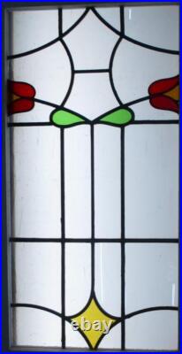 Pretty Floral Large Old English Leaded Stained Glass Window 19 X 35.75