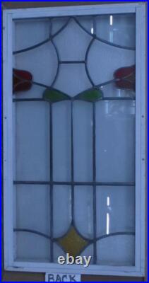 Pretty Floral Large Old English Leaded Stained Glass Window 19 X 35.75