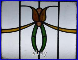 Pretty Floral Midsize Old English Leaded Stained Glass Window 23 X 17.5