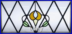 Pretty Floral Midsize Old English Leaded Stained Glass Window 25.75 X 13.5 Pretty Floral Midsize Old English Leaded Stained Glass Window 25.75 X 13.5