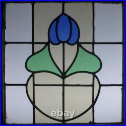 Pretty Floral Old English Leaded Stained Glass Window 18.5 X 20.5