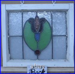 Pretty Floral Old English Leaded Stained Glass Window 19.75 X 17.25