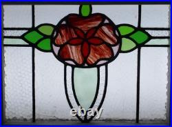 Pretty Floral Old English Leaded Stained Glass Window 20 X 15.25