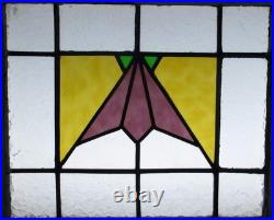 Pretty Geometric Old English Leaded Stained Glass Window 21.75 X 20 Pretty Geometric Old English Leaded Stained Glass Window 21.75 X 20