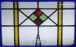 Pretty Geometrical Midsize Old English Leaded Stained Glass Window 26.5 X 17.5 Pretty Geometrical Midsize Old English Leaded Stained Glass Window 26.5 X 17.5