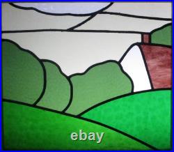 Pretty Scene Old English Leaded Stained Glass Window 22 X 19.5