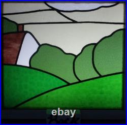 Pretty Scene Old English Leaded Stained Glass Window 22 X 19.5