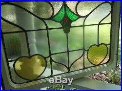 RD53 Lovely Large Transom Style Leaded Stained Glass Window 31 1/4 W X 21 T